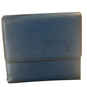Louis Vuitton Elise Blue Leather Epi Coin Pouch Bifold Wallet